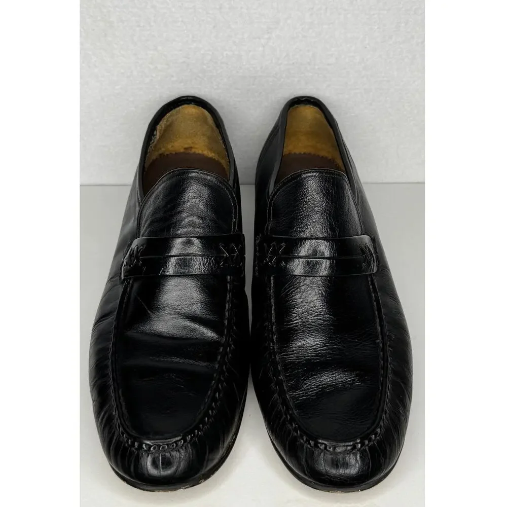 1990s Donato Marrone Black Leather Penny Loafers Brazil Men’s 10.5 M